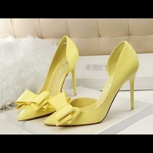 Korean Sweet Bow Tie Pointed Toe Women Pumps